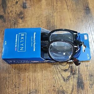 BKLYN Black And Dark Brown Reading Glasses +1.75 BNWT 2 pack With Pouch